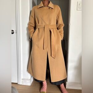 NWT Long Beige/Tan/Camel Belted Wool Coat - XS/S